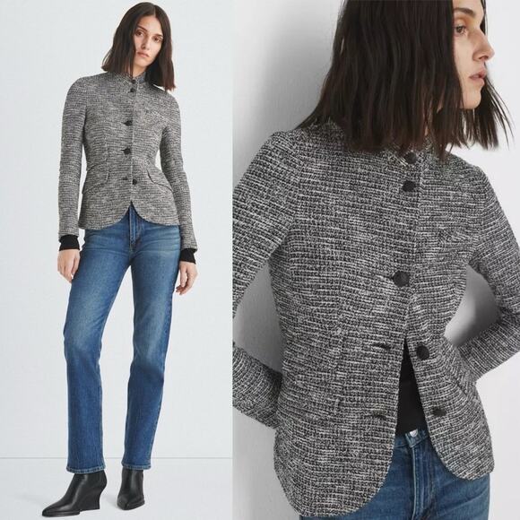 Rag & Bone Slade Italian Tweed Blazer Black Multi 00 - Picture 1 of 12